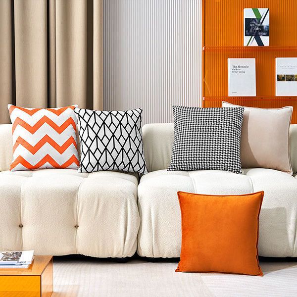 Large Velvet Luxury Orange Backrest Pillowcase for Sofa, Living Room, and Headboard Without Insert