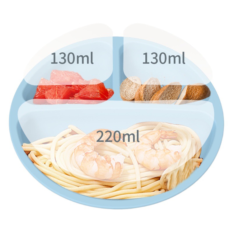 En stock al por mayor plato de cena para niños cuatro taza de succión reforzada cuenco para niños tazón de suplemento de alimentos para bebés plato de cena de silicona vajilla para niños