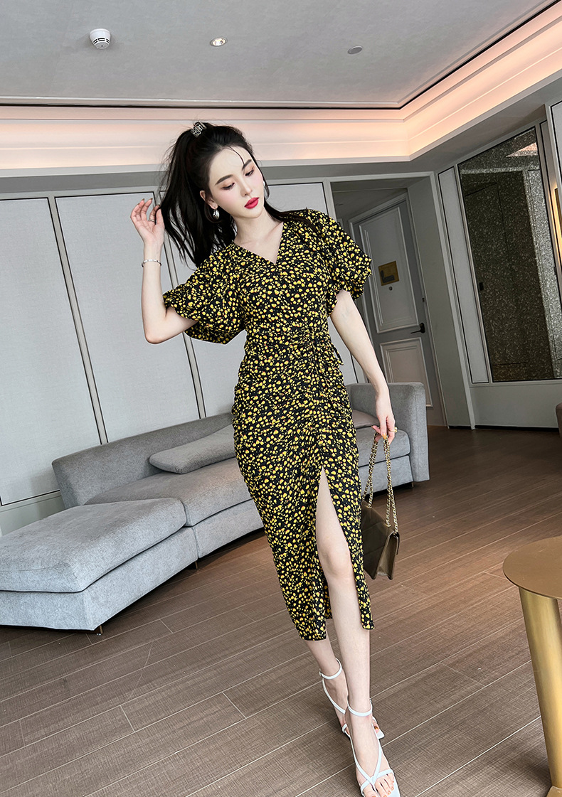 B5972 1250K VÁY ĐẦM LIỀN THÂN NỮ CHOTDNG TAY PHỒNG MÙA HÈ HỌA TIẾT HOA THỜI TRANG NỮ G04 SẢN PHẨM MỚI