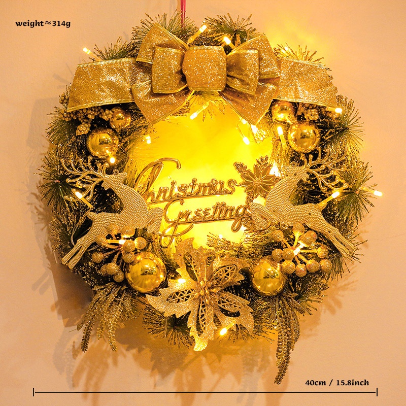 Corona de decoración de Navidad Corona de Navidad Ventana Decoración de sala de estar Colgador de puerta Accesorios de aguja de pino de alta gama al por mayor image 8