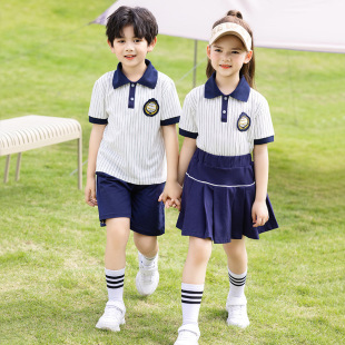 Summer Children's suit two-piece British primary school uniform class uniform kindergarten uniform College striped short sleeve suit