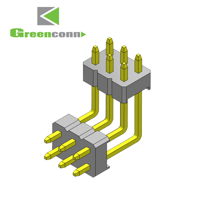 Greenconn连接器间距2.00双排排针连接器系列2p-40p R/A型连接器
