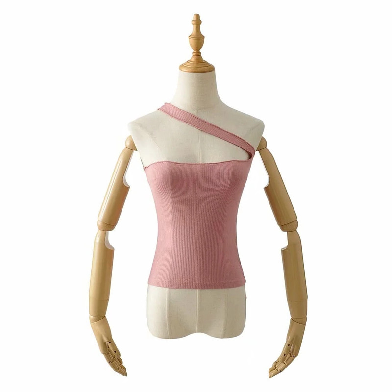 Wholesale 21 Summer Solid Color Stretch Tight Shoulder Slant Flat Strap Strapless Vest Women Sleeveless Tight Vest Top