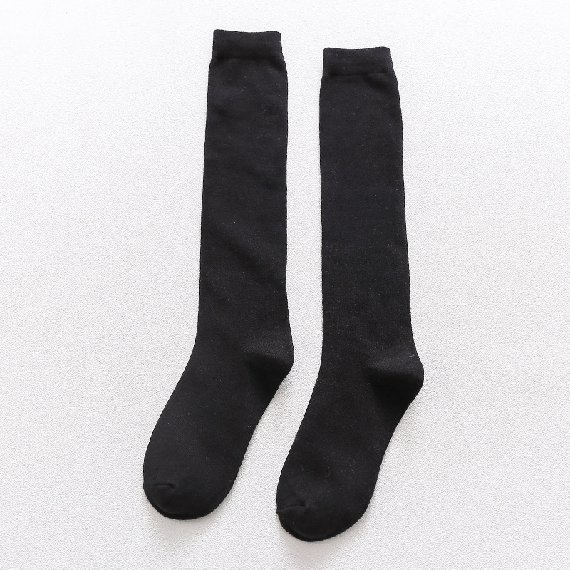 Calcetines largos para hombre, calcetines altos informales de color sólido para otoño e invierno, calcetines largos de algodón negros, calcetines transpirables que absorben el sudor