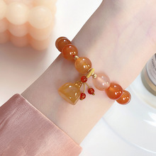 新款文艺复古民族风黄玛瑙莲蓬手链~汉服配饰小清新手串闺蜜手饰