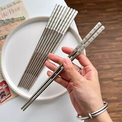 304不锈钢ins风蝴蝶结筷子抗菌防霉防滑防摔高端家用筷子食品级