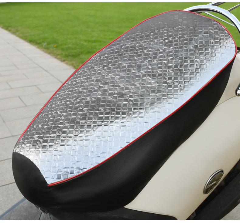 Electric Vehicle All-Season Seat Cushion, Sun Protection, Universal Waterproof, Heat Insulation, Wear-Resistant Leather Seat Cover for Electric Scooters and Motorcycles