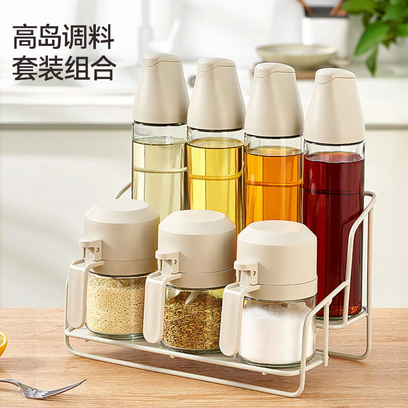 Takashima Glass Seasoning Jar Seasoning Box Kitchen Classy Seasoning Bottle Salt Shaker Seasoning with Spoon Sealed Moisture-Proof Storage Box