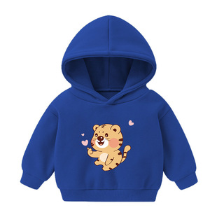 2023 spring cute children's clothing children's sweater dinosaur plus velvet pullover boy hooded coat baby coat