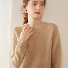 アラジン丸首のカシミヤの女性のカシミヤの厚い純色のゆったりとしたニットの底のセーターのヨーロッパの商品の上着