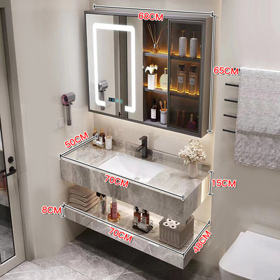 Gabinete de baño moderno y simple combinación de encimera de cerámica de pizarra brillante hotel de alojamiento residencial inodoro lavabo lavabo