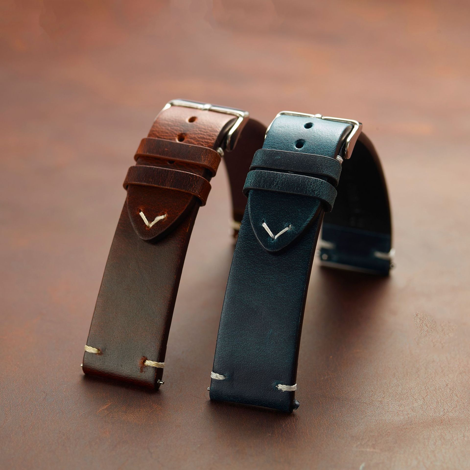 Vintage Discolouration Leather Watch Band Ultra-thin Strap 18 19