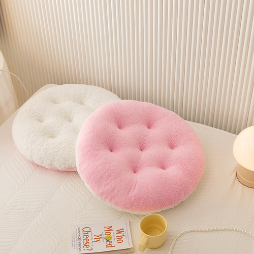 Round sherpa chair cushion super soft ground butt Japanese futon bedroom bay window tatami stool cushion thickened