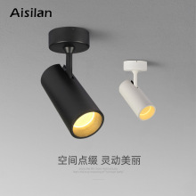 爱斯兰LED射灯明装北欧商用COB背景墙灯12W服装店吸顶式灯具 白色