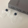 Long brand earrings with bow for face sculpting, french style, internet celebrity, simple and elegant design