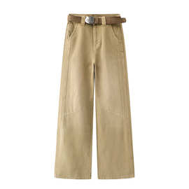 2026夏季新款女装设计师款复古烫钻腰带休闲牛仔阔腿裤RK31302065