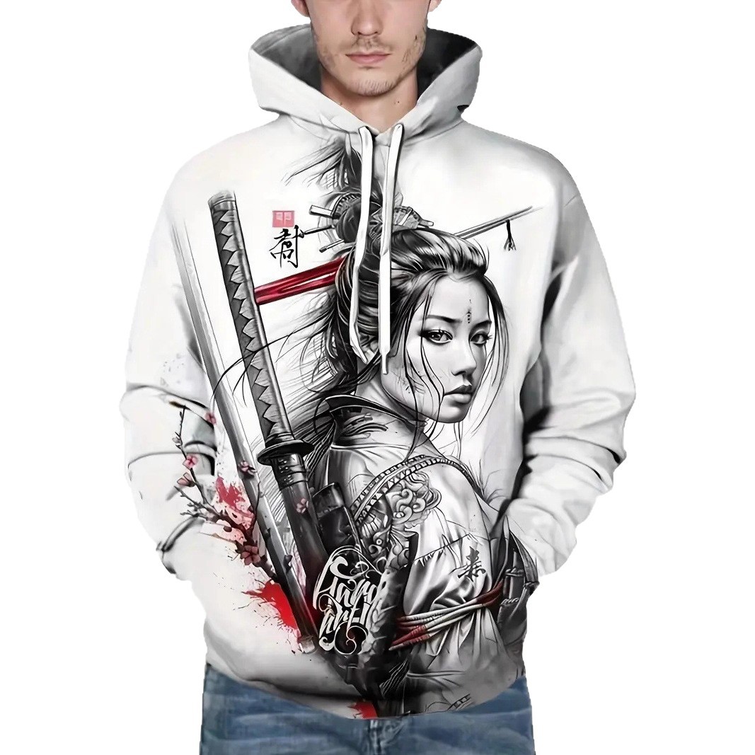 Autumn 3D Digital Printed Sweater Men's Long Sleeve Pullover Hoodie Elastic Warm Loose Clothes_voghion.com