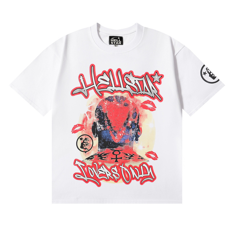 クロスボーダー新しい夏アメリカンレトロ半袖クリエイティブレタープリントルーズトレンディブランド半袖Tシャツトップス男性と女性用|undefined