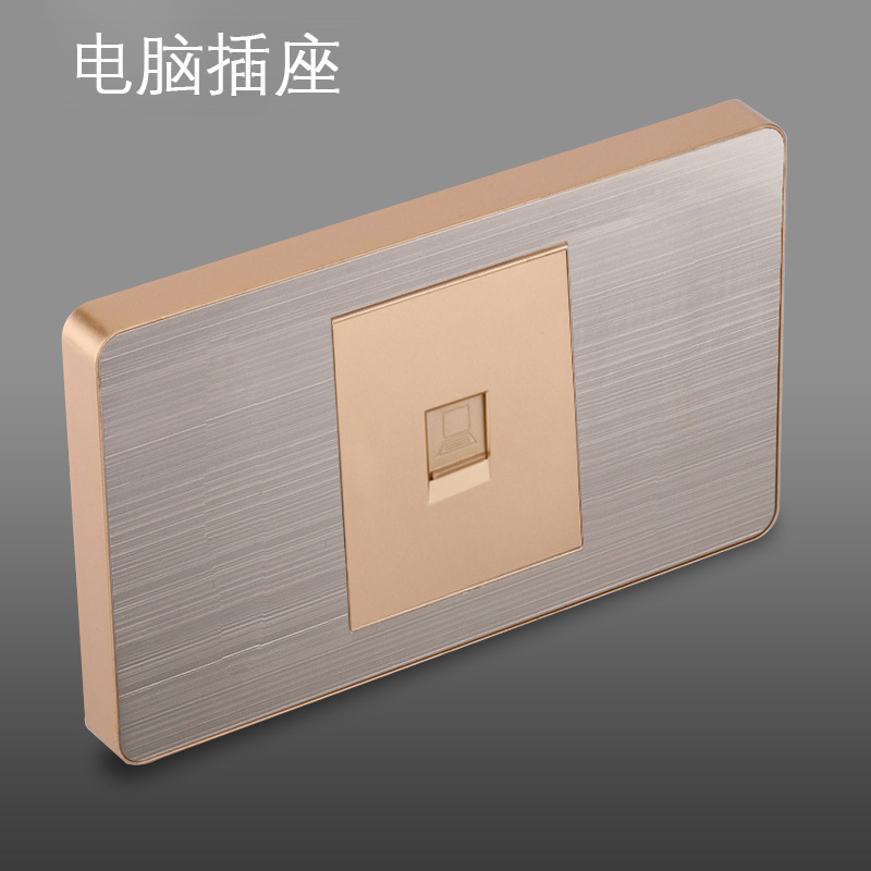 Panel de enchufe de metal estándar estadounidense de acero inoxidable dibujado oro tres agujeros Taiwan conmutador USB suministro directo de fabricantes de enchufes