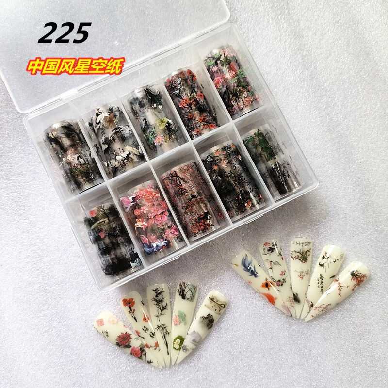 Chinese vintage art style stickers ink flower nail art stickers blooming Japanese nail art combination suit nail art stickers Chinese vintage art style stickers ink flower nail art stickers blooming Japanese nail art combination suit nail art stickers