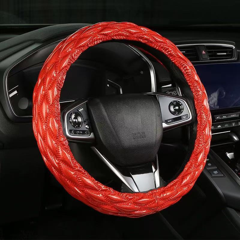 Cross-Border Car Steering Wheel Cover, Exclusively for Foreign Trade, New Model, Suitable for All Seasons, 3D Diamond Honeycomb Car Handle Cover