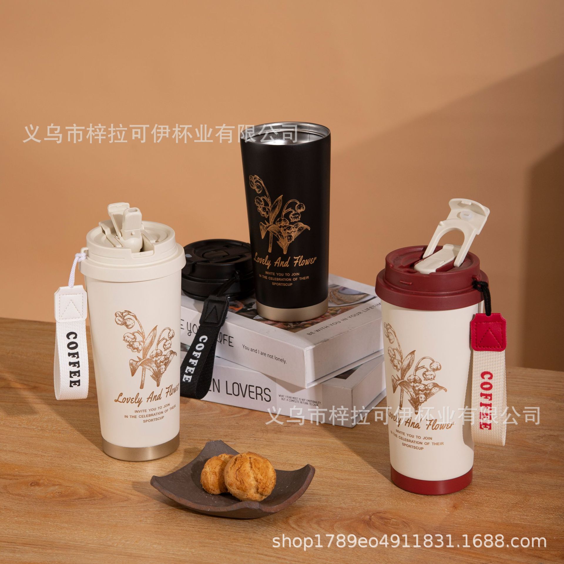 铃兰花咖啡杯316保温杯水杯礼物杯车载便捷双饮水杯温感科技显温