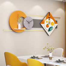 轻奢餐厅装饰画简约现代挂画壁画饭厅客厅背景墙创意组合钟表挂钟