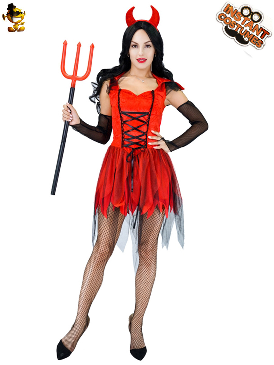 Gran chica Diablo rojo traje de Halloween cos vampiro rojo etapa juego ropa del funcionamiento del partido