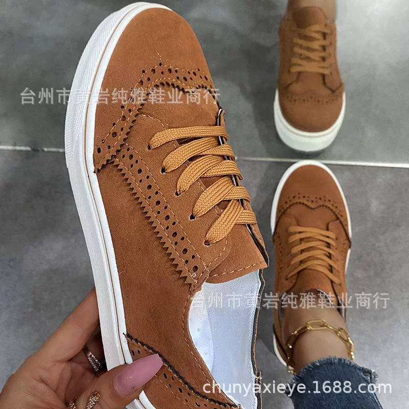 2021 Новая повседневная обувь, женские дышащие низкие парусиновые туфли на плоской подошве, однотонные лоферы-броги больших размеров на плоской подошве