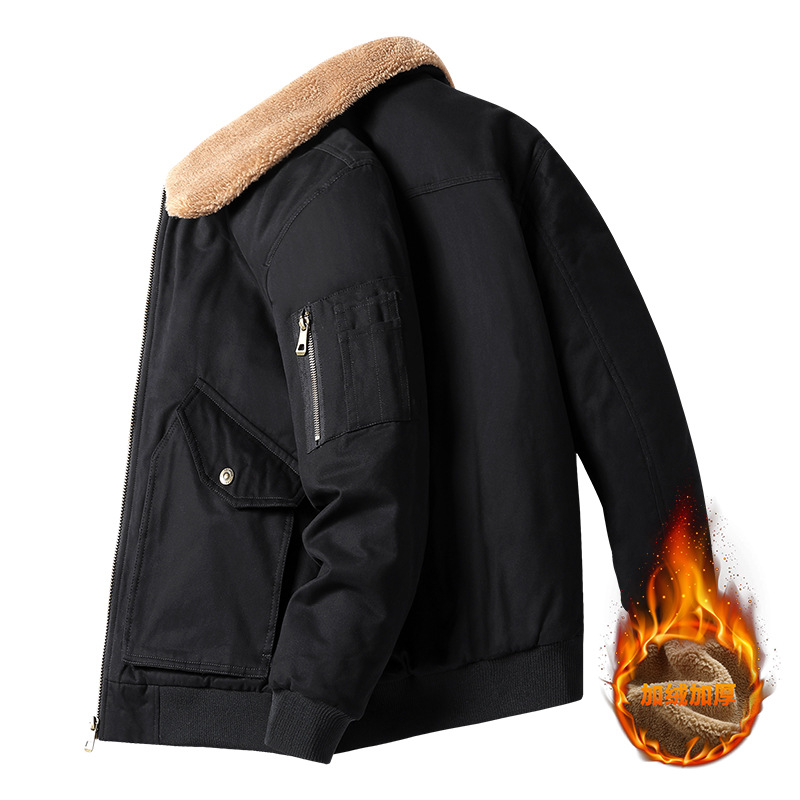Chaqueta de hombre de comercio exterior transfronterizo Amazon hombre chaqueta cálida de invierno espesa con solapa de algodón chaqueta casual para hombre
