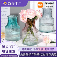网红冰川花瓶玻璃摆件复古批发鲜花富贵竹水培组合北欧节日礼