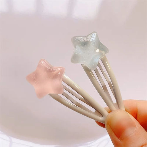 Children's cute star small rubber band fine glitter transparent five-pointed star hairpin hair band sweet baby girl headwear Korean version