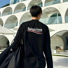 巴黎长袖t恤男正确版可乐刺绣BL打底衫休闲宽松款纯棉男女同款t袖