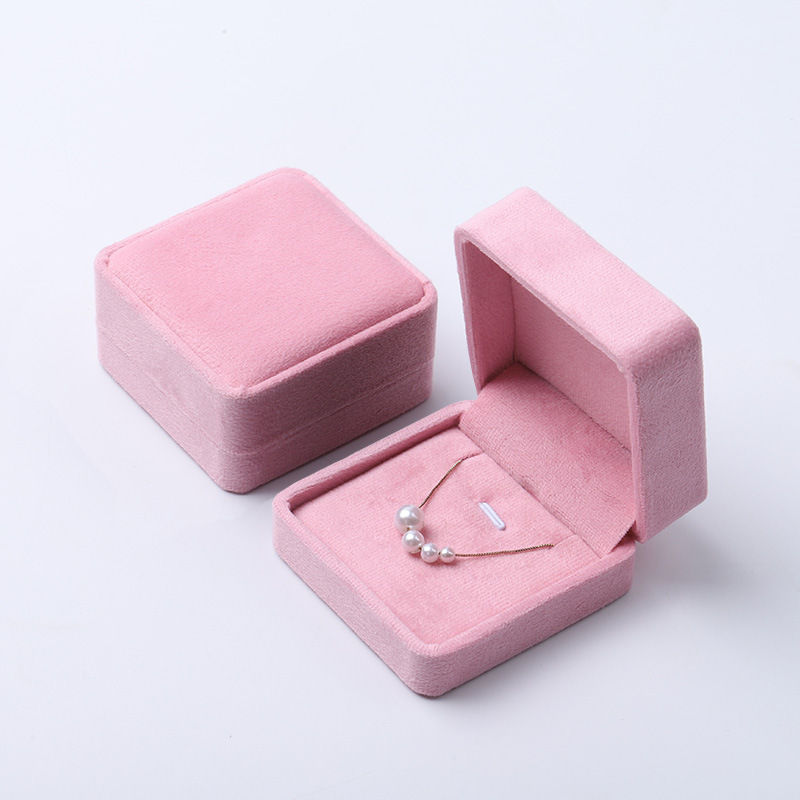 Caja de joyería de terciopelo de alta gama, caja de embalaje de terciopelo para anillos, pulseras, pendientes, cadenas largas, caja de regalo para joyería