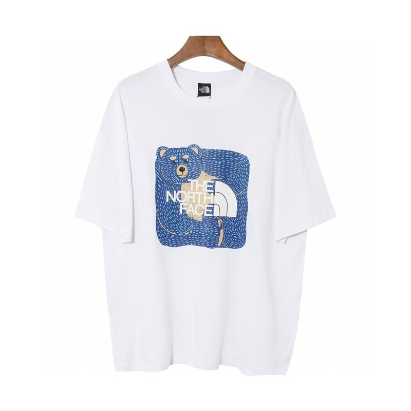 NTノースフェイスの純綿Tシャツの正しいバージョン、男性と女性用、カップル向けの同じスタイル、トレンディなプリント、幅広で多用途、カジュアル半袖|undefined