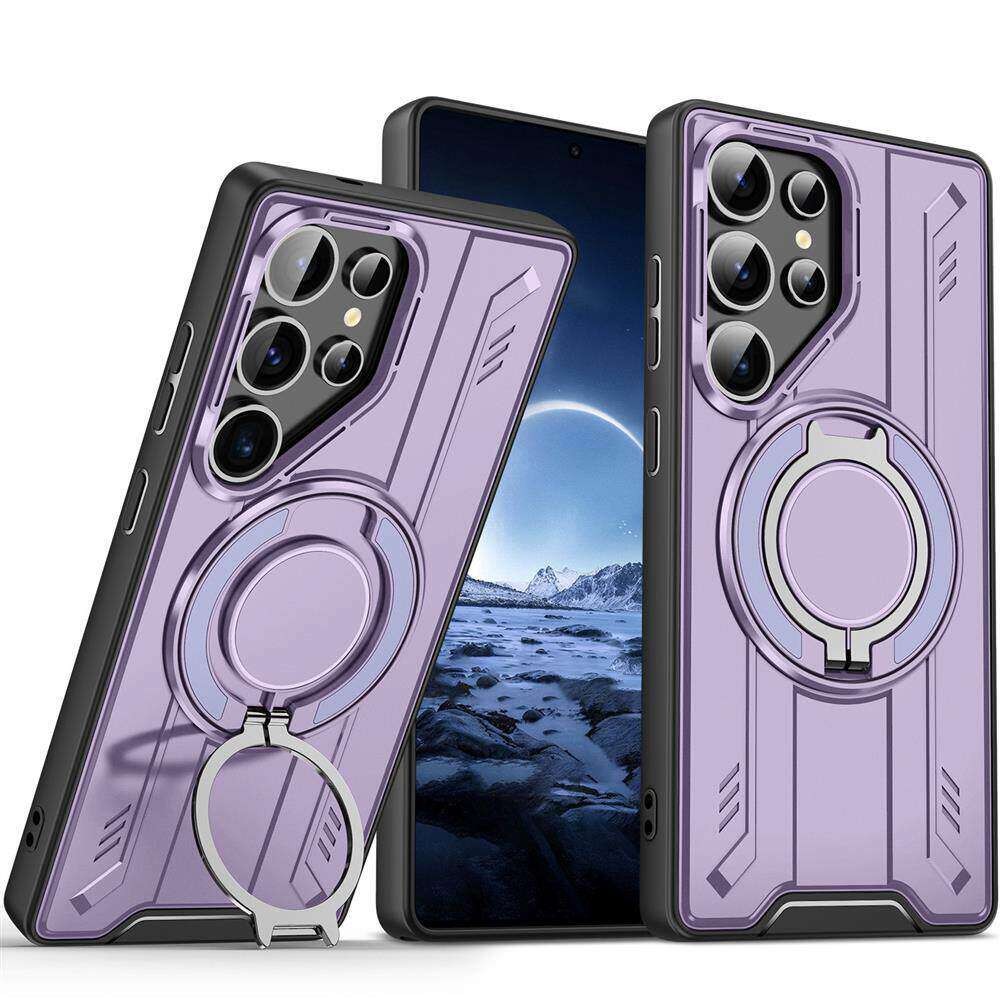 Aplicable a Samsung S26ULTRA Mecha transfronteriza caja de teléfono móvil A56 soporte magnético giratorio cubierta de protección a prueba de caídas