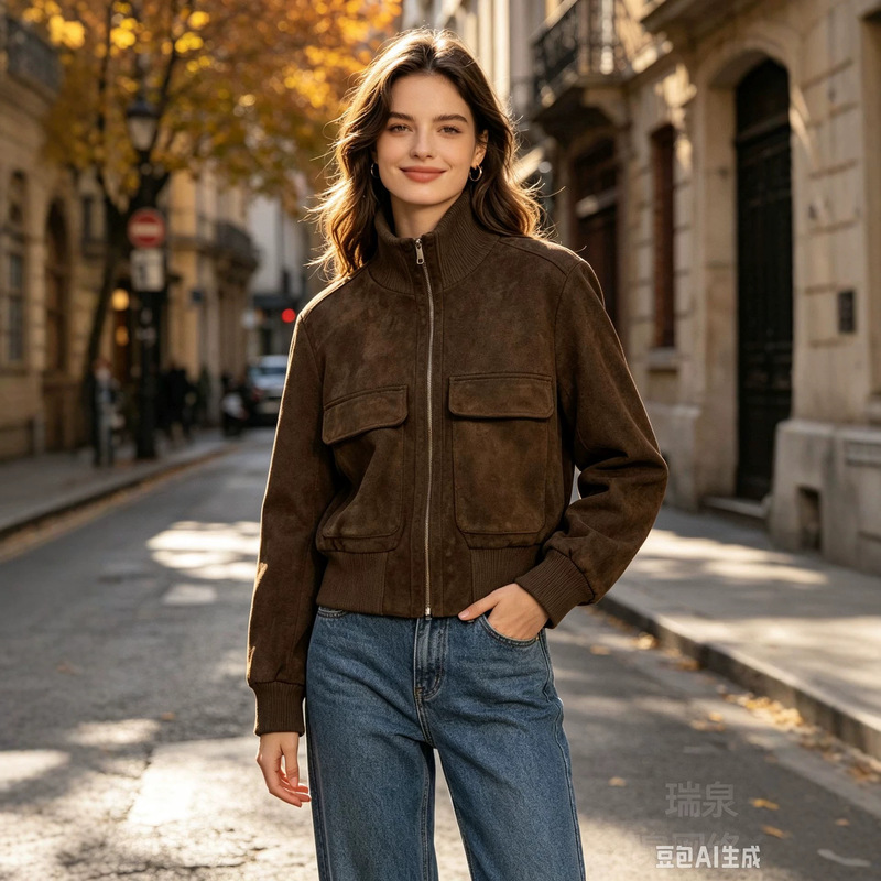 Za Cross-Border Wholesale 2026 Retro Workwear Style Comfortable Casual Stand Collar Pocket Zipper Short Slim-Fit Jacket Za Cross-Border Wholesale 2026 Retro Workwear Style Comfortable Casual Stand Collar Pocket Zipper Short Slim-Fit Jacket