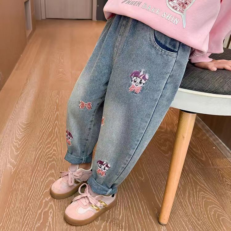 女宝宝春款牛仔裤儿童时髦洋气阔腿裤2025新款裤子女童休闲直筒裤|undefined
