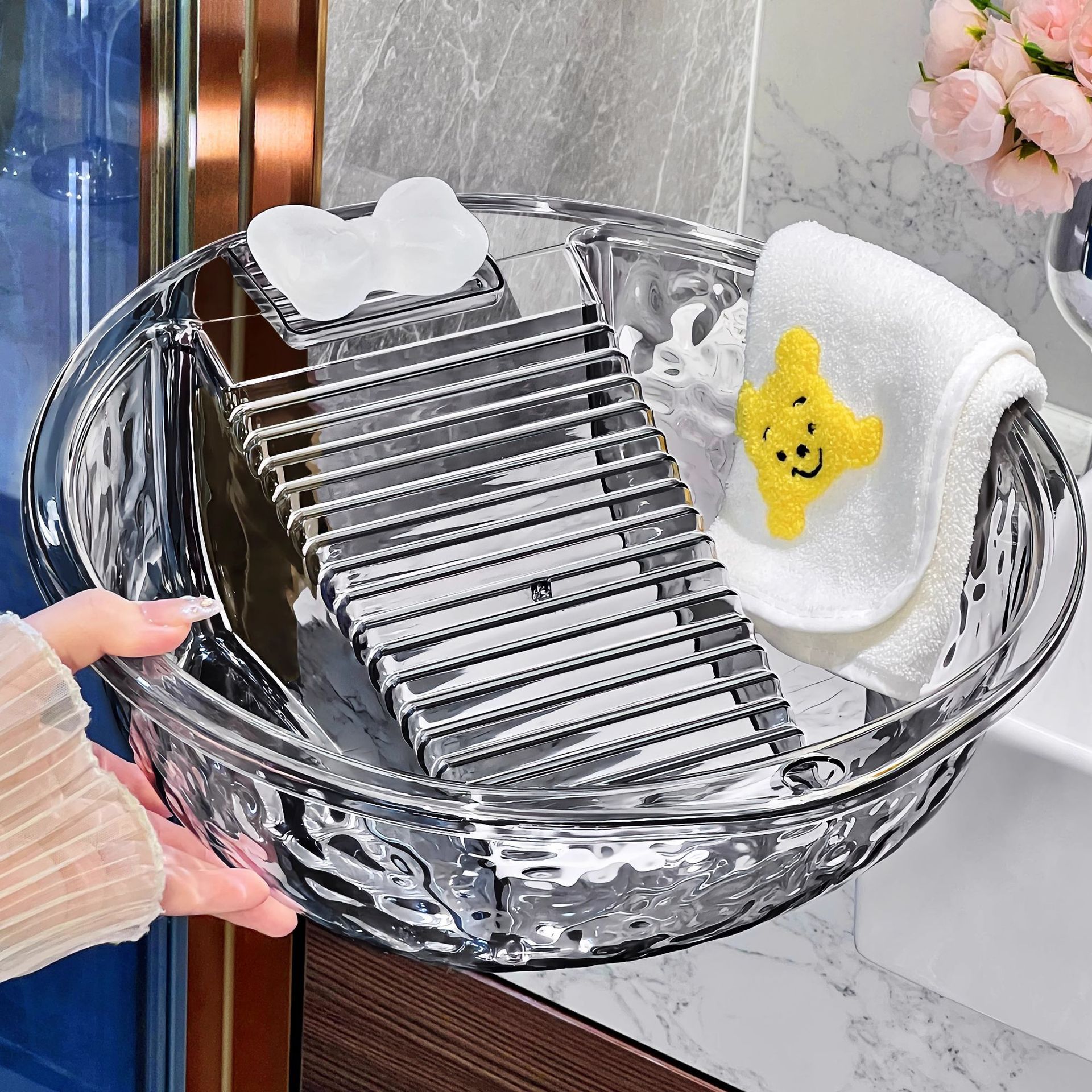 Factory Wholesale Laundry Tub with Washboard Household Large Transparent Plastic Thickened All-In-One Multi-Functional Laundry Tub