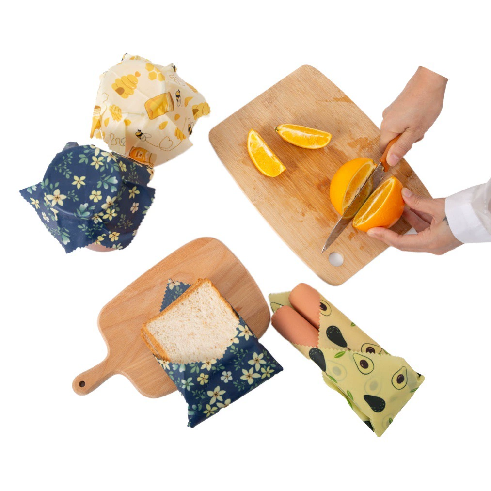 Нин пчелиный воск ткань набор из трех частей Разлагаемая Beeswax Wrap пчелиный воск упаковочная бумага для пищевых продуктов