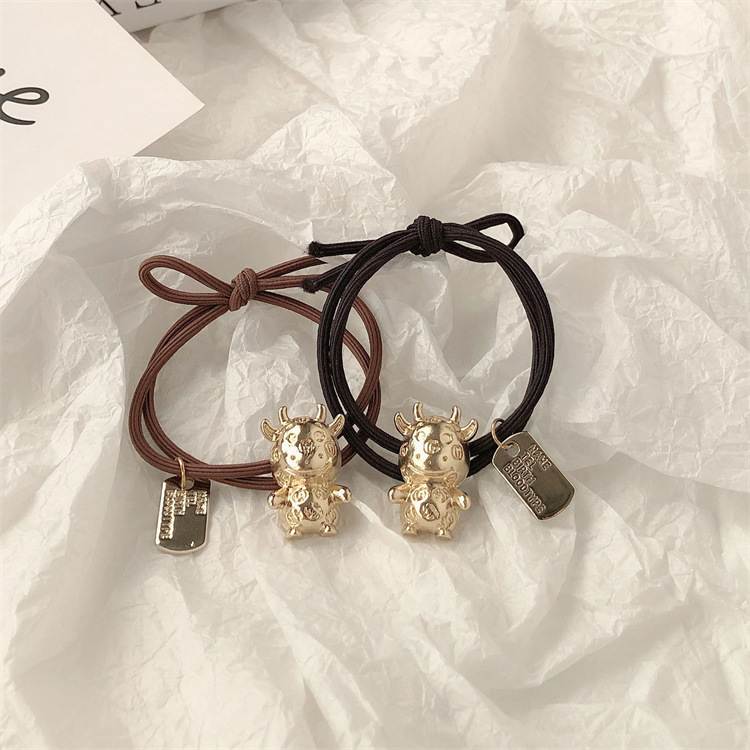 Hermoso retro aleación cabeza cuerda red simple moda de alta elasticidad base anillo de cabello popular cabello de cola de caballo mujer