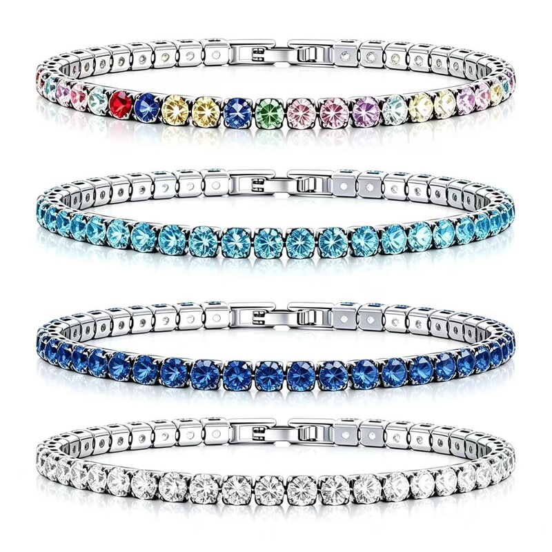 Cross-border European and American full-diamond 3mm tennis bracelet, inlaid with high-end light luxury classic design, ultra-fine single-row, simple and dazzling for women Cross-border European and American full-diamond 3mm tennis bracelet, inlaid with high-end light luxury classic design, ultra-fine single-row, simple and dazzling for women
