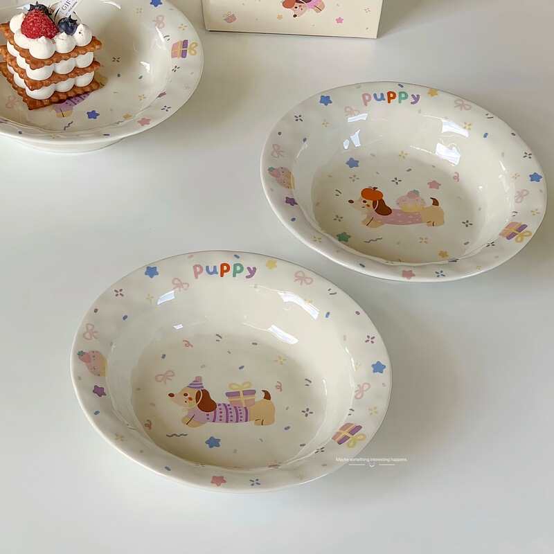 Trendy Household Plates with High Aesthetic Appeal, Deep Soup Plates, High-End Straw Hat Plates, Salad Plates, Light Pasta Plates