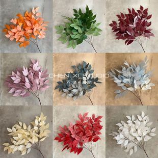 Small Banyan Tree Leaf Wedding Wedding Decoration Simulation Green Plant Home Dress Decoration Leaf Photography Props Flower