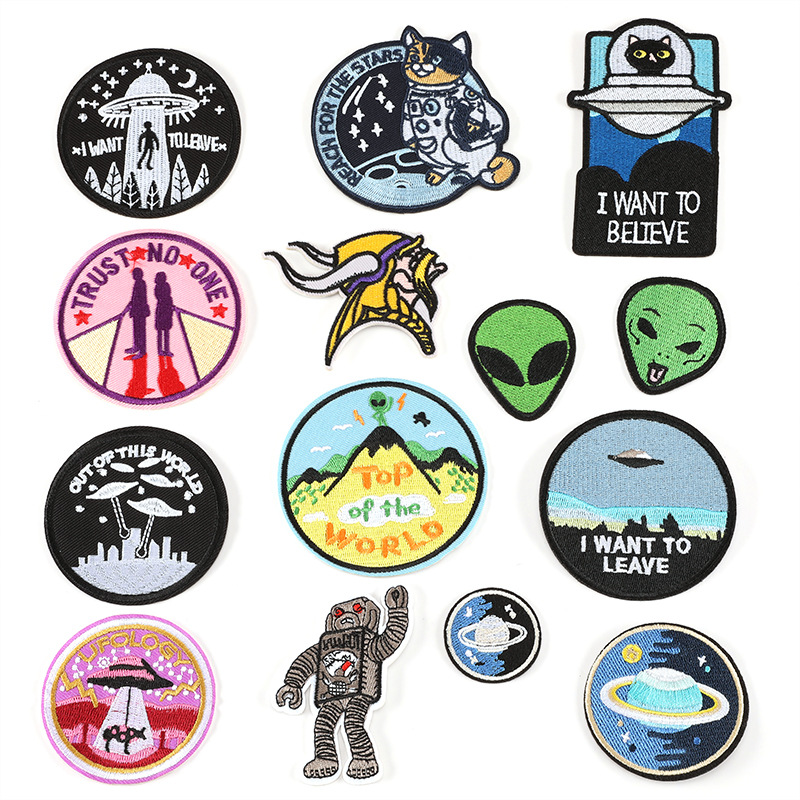 Embroidery Label Character Embroidery Patches Cloth Label Clothing Accessories Round Badge Hand Account Embroidery Cloth Label