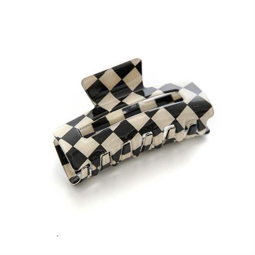 Checkerboard grabber hair accessories imitation acetic acid color plaid hairpin black and white checkered shark clip hairpin female versatile head accessories