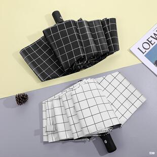 Minimalist Plaid Umbrella Creative Black Coating Sun Protection Uv Protection Unisex 70% off Umbrella Sunshade Rain Umbrella Factory Sun Umbrella