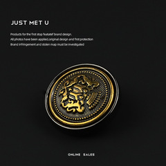 Metal round retro button tall leg black edge decorative buckle bronze double lion button suit jacket coat button