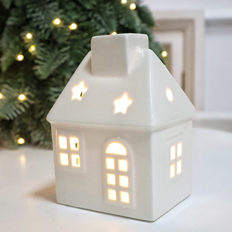 SwanLace 白雪姫の小屋ハウス発光セラミック小さな家雰囲気クリスマス装飾シーン装飾品|undefined