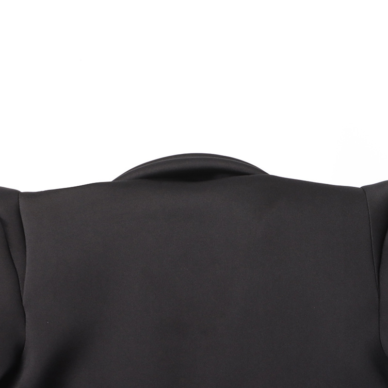 Robe tailleur ultra-courte à manches longues et revers K New Style, entièrement ornée de diamants, style mondain sexy_voghion.com